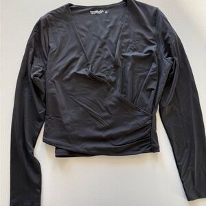 Abercrombie & Fitch Black Long Sleeve Wrap Top